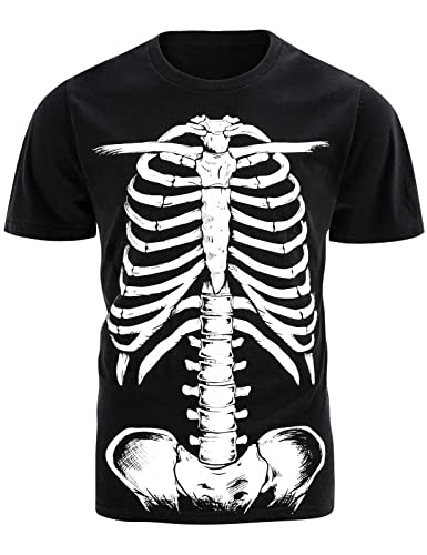 COSAVOROCK Herren Skelett Leuchtend T-Shirt Halloween Kostüm T-Shirts L von COSAVOROCK