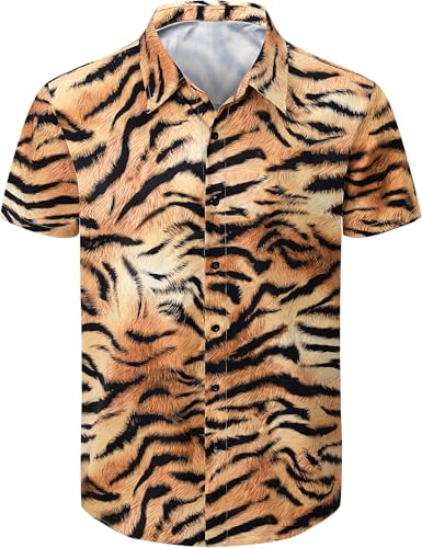 COSAVOROCK Herren Tiger Skin Hemd Hawaii Casual Kurzarm Hawaiihemd, Orange, XL COSAVOROCK Herren Tiger Skin Hemd Hawaii Casual Kurzarm Hawaiihemd, Orange, XL von COSAVOROCK
