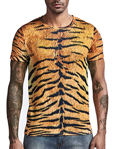 COSAVOROCK Herren Tiger Skin Kurzarm T-Shirt Tiger XL von COSAVOROCK