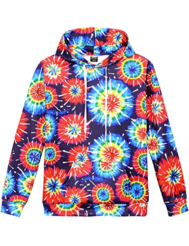 COSAVOROCK Kapuzenpullover Herren Damen 70er Jahre Hippie Kostüm Vintage Retro Hoodie Pullover Sweatshirt Psychedelisch M von COSAVOROCK