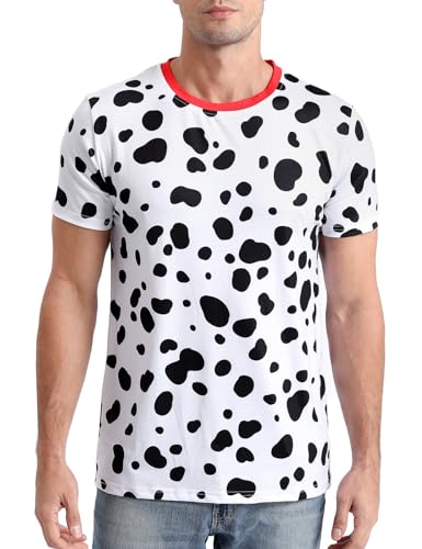 COSAVOROCK Kurzärmelige T-Shirts mit Tiermuster für Herren, Dalmatiner, XXL COSAVOROCK Kurzärmelige T-Shirts mit Tiermuster für Herren, Dalmatiner, XXL von COSAVOROCK