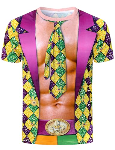 COSAVOROCK Muskel t-Shirt Herren 3D Gedrucktes Karneval Kostüm, Harlekin, XXL COSAVOROCK Muskel t-Shirt Herren 3D Gedrucktes Karneval Kostüm, Harlekin, XXL von COSAVOROCK