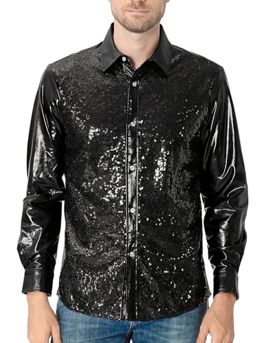 COSAVOROCK Pailletten Hemd Herren 70er Jahre Disco Kostüm Schwarz M COSAVOROCK Pailletten Hemd Herren 70er Jahre Disco Kostüm Schwarz M von COSAVOROCK