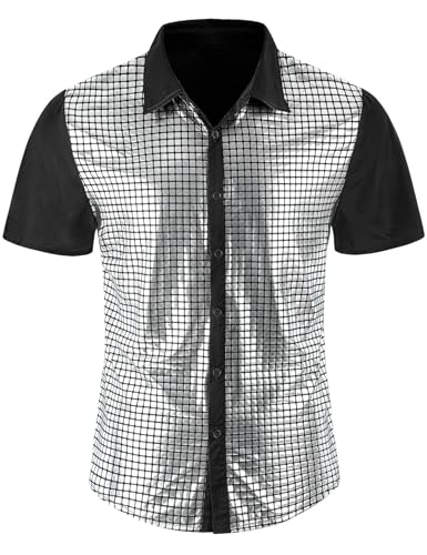 COSAVOROCK Pailletten Hemd Herren 70er Jahre Disco Kostüm Schwarz XXL COSAVOROCK Pailletten Hemd Herren 70er Jahre Disco Kostüm Schwarz XXL von COSAVOROCK