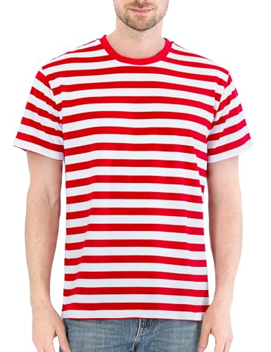 COSAVOROCK Rot Weiß Gestreiftes Tshirt Herren Kurzarm Karneval Ringelshirt XXL COSAVOROCK Rot Weiß Gestreiftes Tshirt Herren Kurzarm Karneval Ringelshirt XXL von COSAVOROCK