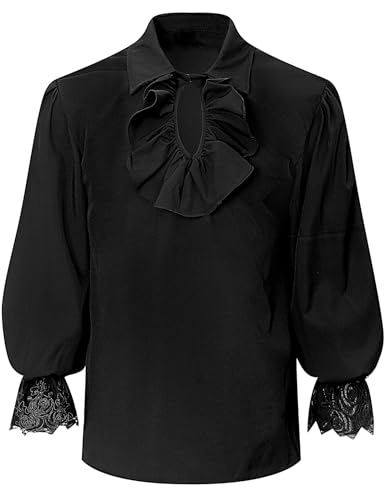 COSAVOROCK Rüschenhemd Männer Gothic Piratenhemd Herren Wikinger Bekleidung Mittelalterliches Faschingskostüm Schwarz M COSAVOROCK Rüschenhemd Männer Gothic Piratenhemd Herren Wikinger Bekleidung Mittelalterliches Faschingskostüm Schwarz M von COSAVOROCK