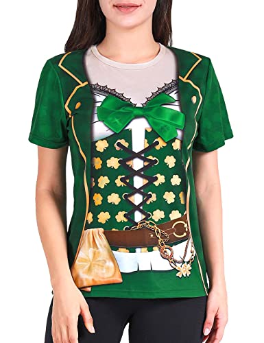 COSAVOROCK ST. Patrick's Day Damen Leprechaun Kostüme Klee T-Shirts (4XL, Grün) von COSAVOROCK