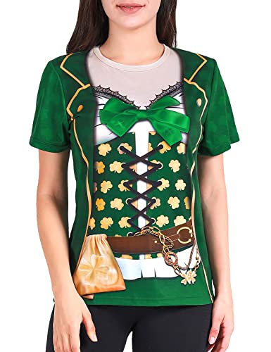 COSAVOROCK ST. Patrick's Day Damen Leprechaun Kostüme Klee T-Shirts (M, Grün) von COSAVOROCK