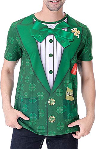 COSAVOROCK ST. Patrick's Day Leprechaun Kostüm Grün T-Shirts Herren (XXL, Whiskey) von COSAVOROCK