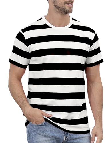 COSAVOROCK Schwarz Weiß Gestreiftes Shirt Herren Kurzarm Karneval Ringelshirt M COSAVOROCK Schwarz Weiß Gestreiftes Shirt Herren Kurzarm Karneval Ringelshirt M von COSAVOROCK