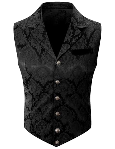 COSAVOROCK Schwarze Weste Herren Viktorianischer Gothic Steampunk Westen, Schwarze, M von COSAVOROCK