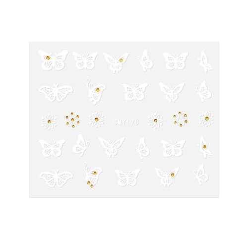 1 Blätte Schmetterling Nagelsticker, 3D Schmetterlinge Nagelaufkleber Selbstklebend Nagel Stickers Butterfly Nail Sticker Nail Art Dekoration Nageldesign Zubehör von COSCELIA