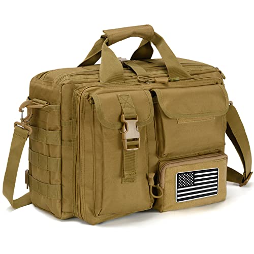 COSCOOA Taktische Kuriertasche, taktische Aktentasche für Mann Militär Laptop Tasche Messenger Schultertasche, Khaki, Vielseitig einsetzbare Aktentasche im taktischen Stil für Computer von COSCOOA