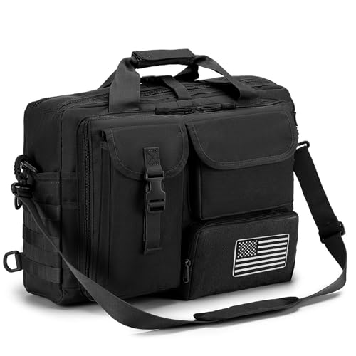 COSCOOA Taktische Messenger Bag, 17,3 Zoll Taktische Aktentasche für Mann Militär Laptop Tasche Messenger Umhängetasche (Schwarz), 17,3 Zoll Schwarz, Digital, militärisch von COSCOOA