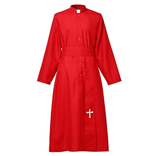 COSDREAMER Clergy Cassock Robe Preacher Cassock Herren Lob Anbetung Robe, rot, XL von COSDREAMER