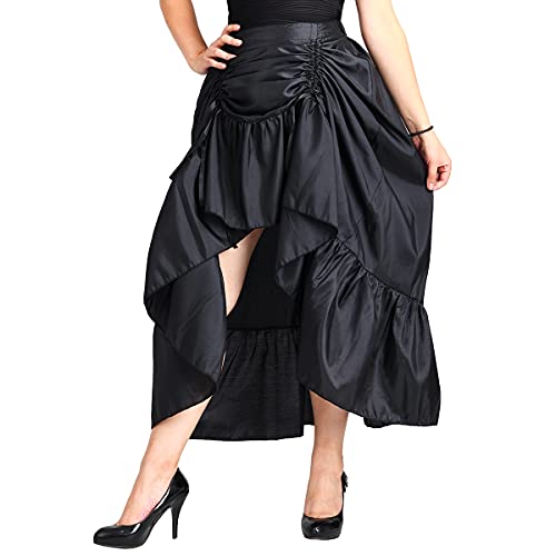 COSDREAMER Damen Steampunk Gothic High Low Rock Viktorianischer Bustle Rock,Schwarz,XXL von COSDREAMER