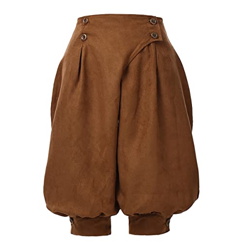 COSDREAMER Damen Hohe Taille Zweireiher Shorts Renaissance Hose Mittelalter Vintage Unterhose Piraten Shorts,Braun, XS COSDREAMER Damen Hohe Taille Zweireiher Shorts Renaissance Hose Mittelalter Vintage Unterhose Piraten Shorts,Braun, XS von COSDREAMER