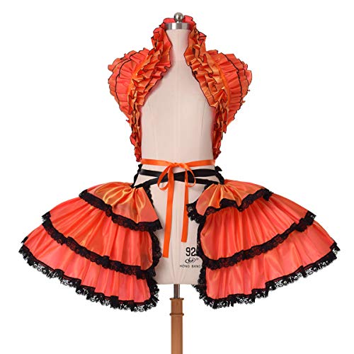 COSDREAMER Damen viktorianischer Petticoat Gothic Steampunk Rüschen Korsett Crop Hoop Rock (Orange) von COSDREAMER