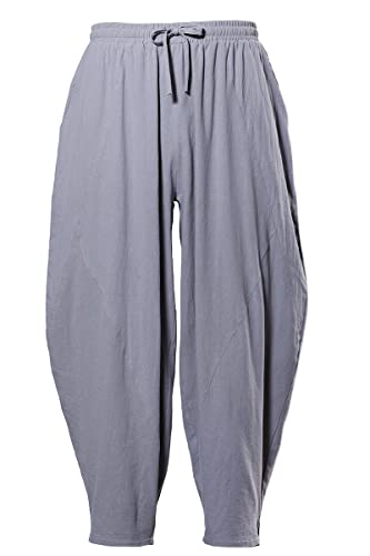 COSDREAMER Herren Baggy Haremshose Kordelzug Casual Baumwolle Leinen Yoga Strand Hose (S, Grau) von COSDREAMER