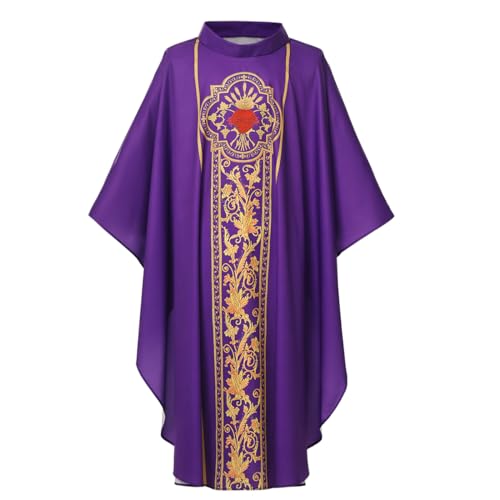 COSDREAMER Herren Damen Priester Celebrant Chasuble katholische Kirche Vater Masse Weste Robe, Violett, Einheitsgröße von COSDREAMER