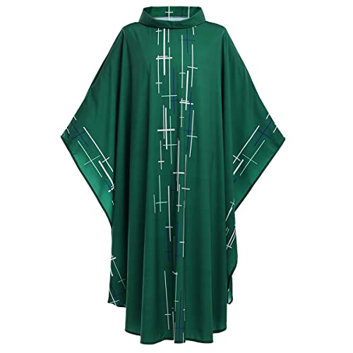 COSDREAMER Herren Damen Priester Pastor Celebrant Chasuble katholische Kirche Vater Masse Weste Robe (Grün) von COSDREAMER