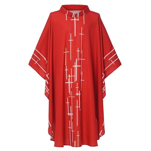 COSDREAMER Herren Damen Priester Pastor Celebrant Chasuble katholische Kirche Vater Masse Weste Robe (rot) von COSDREAMER