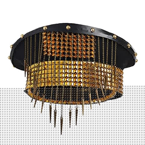 COSDREAMER Herren Militär Kappe Festival Burning Man Hut Pailletten Militär Kapitän Top Hut Erwachsene Steampunk Kopfbedeckung Kappe von COSDREAMER