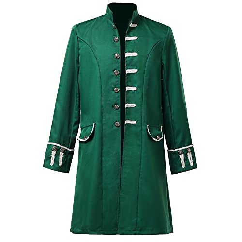 COSDREAMER Herren Mittelalter Steampunk Frack viktorianische Gothic Jacken Frock Coat, grün, M von COSDREAMER