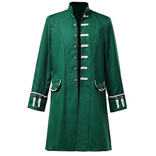 COSDREAMER Herren Mittelalter Steampunk Frack viktorianische Gothic Jacken Frock Coat, grün, XL von COSDREAMER