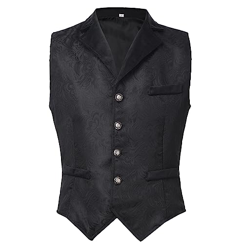 COSDREAMER Herren-Weste, viktorianisch, mittelalterlich, gestreift, Steampunk, Gothic-Weste, Schwarz, XXL von COSDREAMER