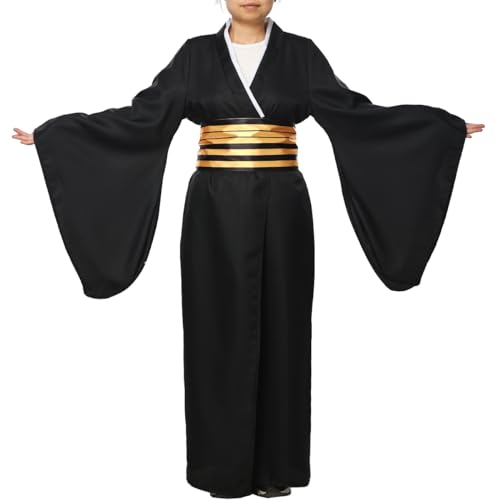 COSDREAMER Japanischer Yukata Kimono, für Herren und Damen, Kostüm, japanischer Kimono, Robe, Schwarz Gold, M von COSDREAMER