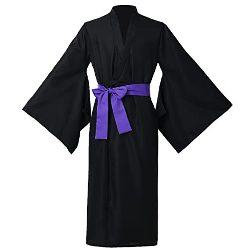 COSDREAMER Japanisches Yukata Kimono Kostüm für Herren, Kimono Kostüm, Schwarz, XL von COSDREAMER