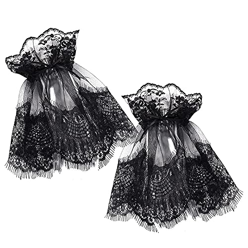 COSDREAMER Lolita Armband mit Rüschen, Spitze, Steampunk, Handgelenkmanschette regular (black 1) von COSDREAMER