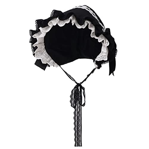 COSDREAMER Mädchen Frauen Mop Hut Kolonial Pilgrim Prarie Motorhaube Hüte (Schwarz 5) von COSDREAMER