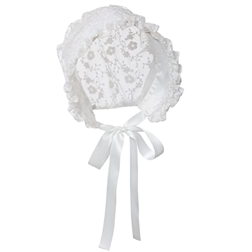 COSDREAMER Mädchen Frauen Mop Hut Kolonial Pilgrim Prarie Motorhaube Hüte (5), Einheitsgröße, Weiß von COSDREAMER