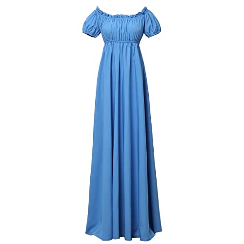 COSDREAMER Regency Kleider für Damen mit gerüschten Puffärmeln und Empire-Taillenkleid, hellblau, L von COSDREAMER