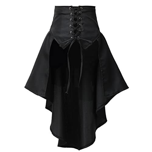 COSDREAMER Steampunk Damen Röcke Taillengürtel für Frauen Rüschen Piraten Korsett Kostüme, Black, 38 von COSDREAMER