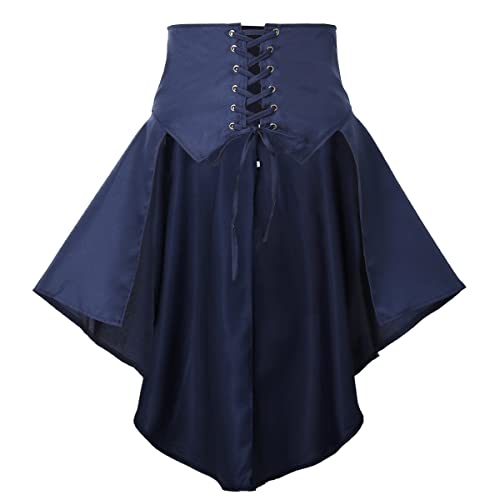 COSDREAMER Steampunk Damen Röcke Taillengürtel für Frauen Rüschen Piraten Korsett Kostüme, Blau, 34 von COSDREAMER