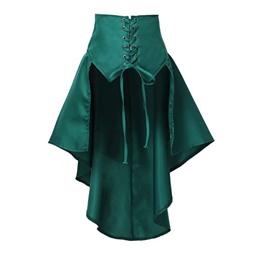 COSDREAMER Steampunk Damen Röcke Taillengürtel für Frauen Rüschen Piraten Korsett Kostüme,Grün, 46 von COSDREAMER