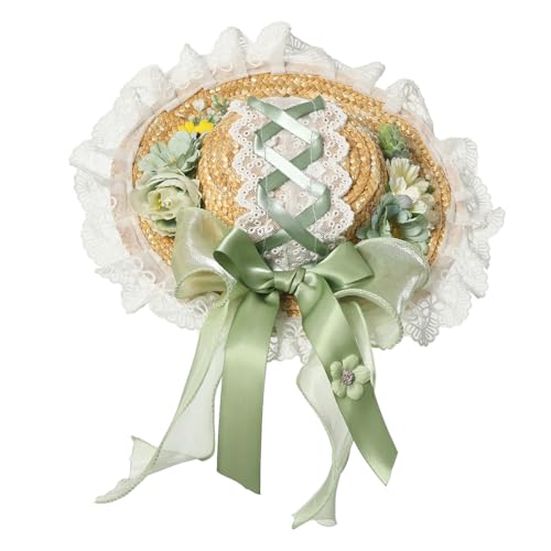 COSDREAMER Viktorianischer Hut Mädchen Frauen Teeparty Sonnenhut Strohhüte R Einheitsgröße von COSDREAMER