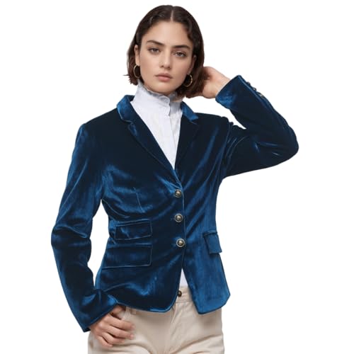 COSDREAMER Vintage Samtjacke Damen V-Ausschnitt Slim Fit Schlitz Blazer Lange Ärmel Dressy Coat Retro Casual Anzug von COSDREAMER