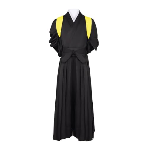 COSDREAMERJapanischer Samurai Kimono für Herren, Hakama-Uniform, traditionelles Aikido Kendo Kampfsport Kostüm (Gelb, M) von COSDREAMER