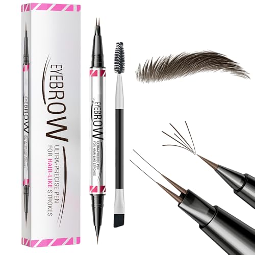 Microblading Augenbrauenstift, 2025 Neu Wischfest Eyebrow Pencil, Wasserfest 2-in-1 Dual-Ended Microblading Augenbrauenstift 3D Eyeliner mit Pinsel mit 2-Fork Tip Natürlicher Make-up (03#Dunkelbraun) von COSEN
