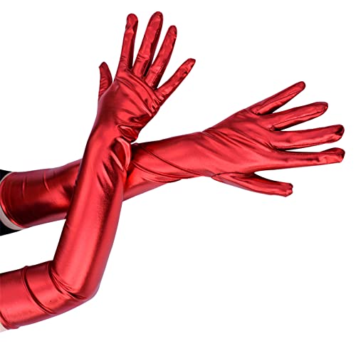 COSFAN 1 Paar Damen Langer Handschuh,Lackleder Handschuhe,Glänzende Fingerhandschuhe für Cosplay Oper Tanz Abend Party Kostüm COSFAN 1 Paar Damen Langer Handschuh,Lackleder Handschuhe,Glänzende Fingerhandschuhe für Cosplay Oper Tanz Abend Party Kostüm von COSFAN