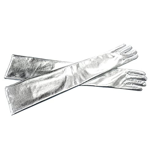 COSFAN 1 Paar Damen Langer Handschuh,Lackleder Handschuhe,Glänzende Fingerhandschuhe für Cosplay Oper Tanz Abend Party Kostüm von COSFAN