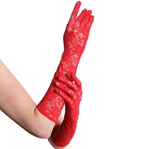 COSFAN Spitze Handschuhe für Frauen,Floral Spitze Handschuhe für Braut,Opera Handschuhe,Stretchy Ellenbogen Länge Handschuhe Flapper Zubehör von COSFAN