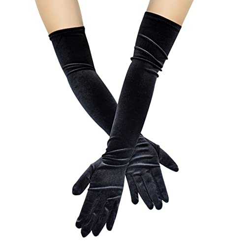 COSFAN Super lange Samthandschuhe für Frauen,Warme Handschuhe,Stretchy 1920 Flapper Handschuhe,Opera Party Abend Handschuhe von COSFAN