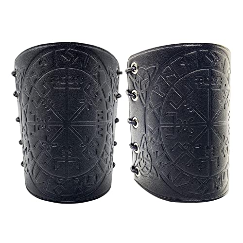 Wikinger Geprägte Armschienen,Nordic Viking Vegvisir Geprägte Armschienen Men Leather Bracers Verstellbare Mittelalterliche Armschützer Breite Armmanschetten Armor Cosplay Zubehör Geschenk (Schwarz) Wikinger Geprägte Armschienen,Nordic Viking Vegvisir Geprägte Armschienen Men Leather Bracers Verstellbare Mittelalterliche Armschützer Breite Armmanschetten Armor Cosplay Zubehör Geschenk (Schwarz) von COSFAN