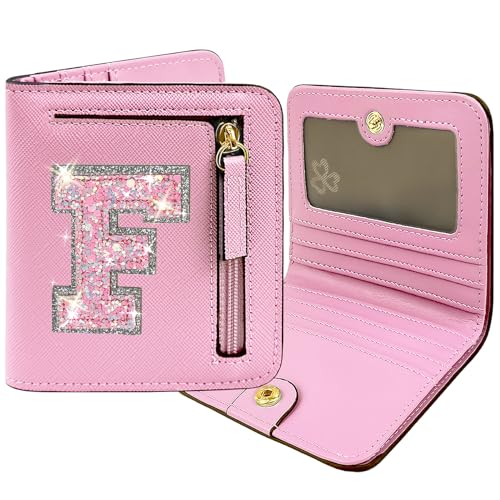 COSHAYSOO Kleine Geldbörse für Damen, Herren, Teenager, Mädchen, Reisen, Alltag, Bifold Brief, Geldbörse, kompakt, Kreditkarten, Ausweise, Geld, Bargeld, Münzaufbewahrung, Organizer, Pink, Compact, F von COSHAYSOO