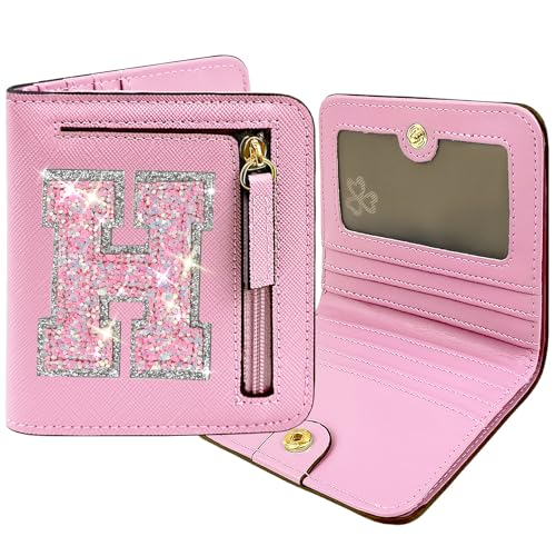 COSHAYSOO Kleine Geldbörse für Damen, Herren, Teenager, Mädchen, Reisen, Alltag, Bifold Brief, Geldbörse, kompakt, Kreditkarten, Ausweise, Geld, Bargeld, Münzaufbewahrung, Organizer, Pink, Compact, H von COSHAYSOO